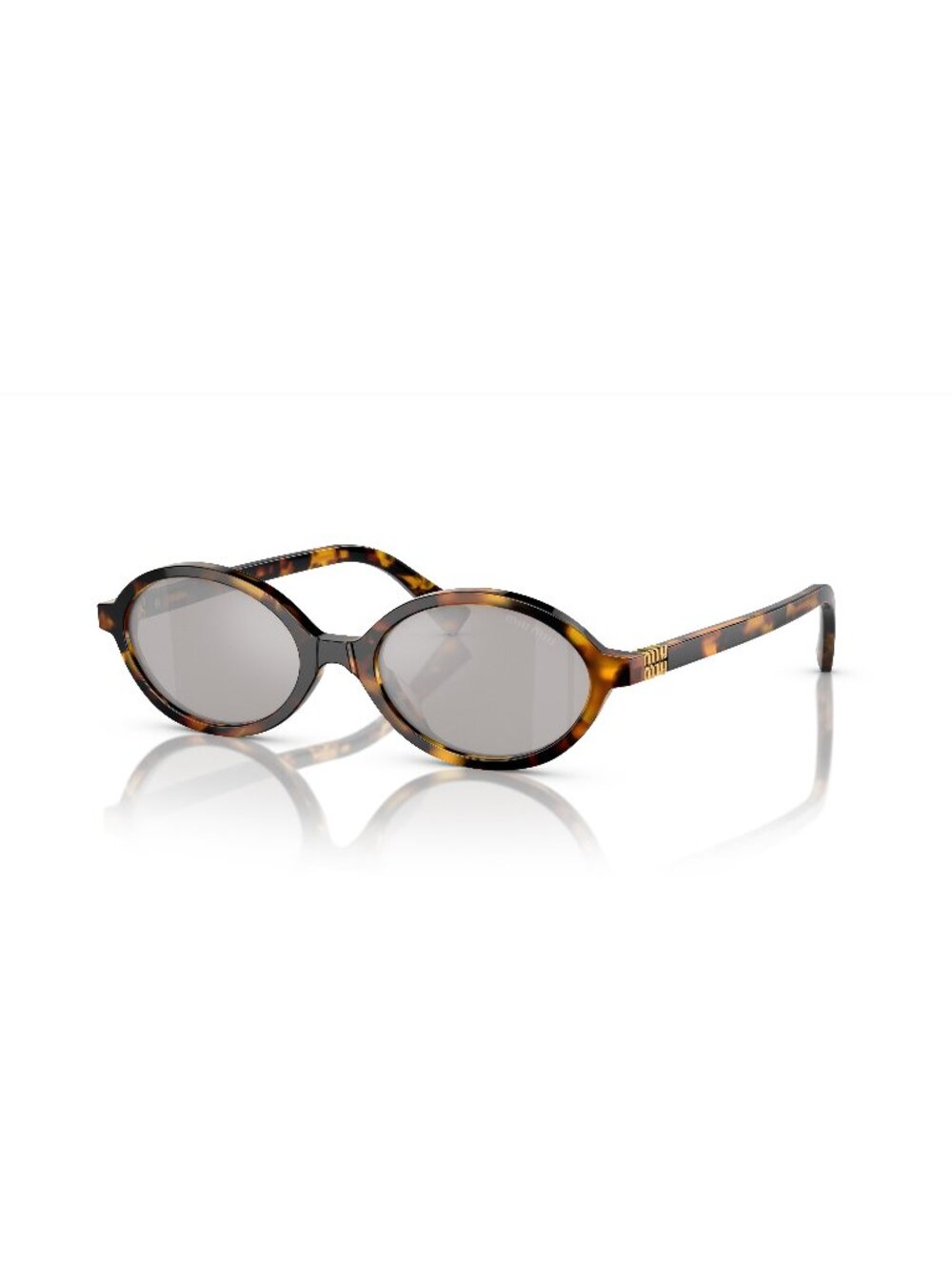 New Miu Miu Women's Sunglasses Havana Round Grey Lens Acetate Frame MU 04ZS 50